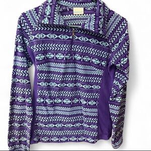 Columbia Women's Purple & Teal Patterned Half-Zip Fleece Pullover